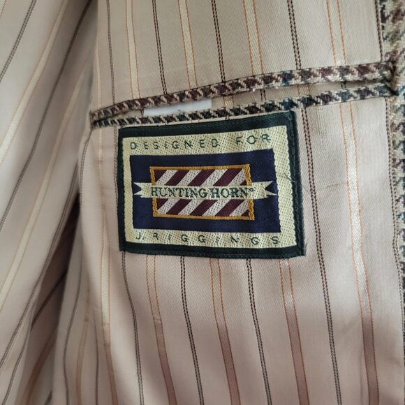 Hunting Horn J. Riggings Sport Coat Jacket Houndstooth Men's 42R Poly Wool Silk - Picture 8 of 11